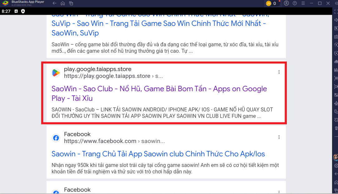 Nhấn chọn đường link play.google.taiapps.store